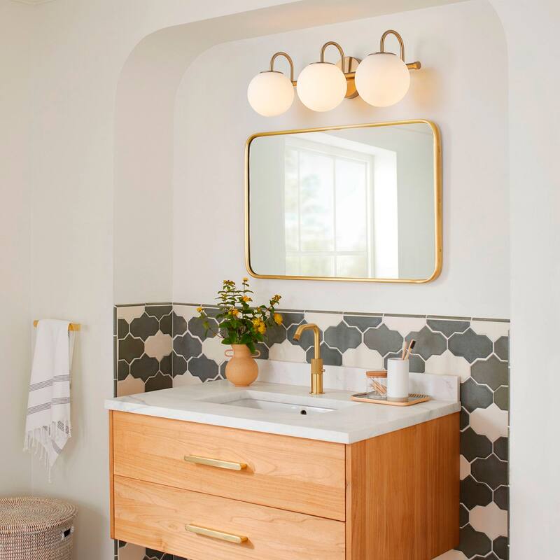 3/4-Light Dimmable Modern Bathroom Light Fixture with Frosted Glass