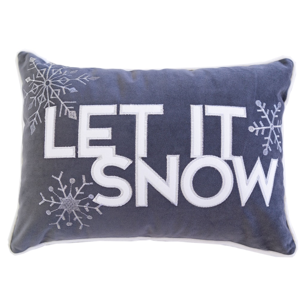 Nneka Let It Snow Gray Velvet Lumbar Pillow