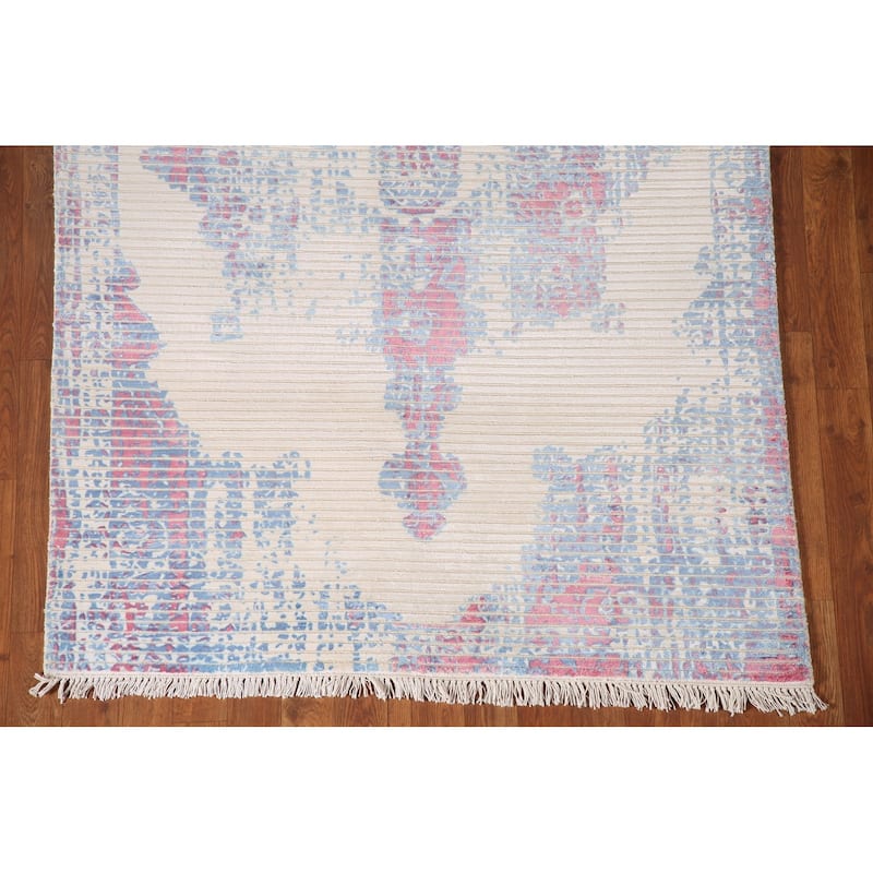 Striped Abstract Accent Rug Hand-Knotted Wool Carpet - 3'11"x 5'10"