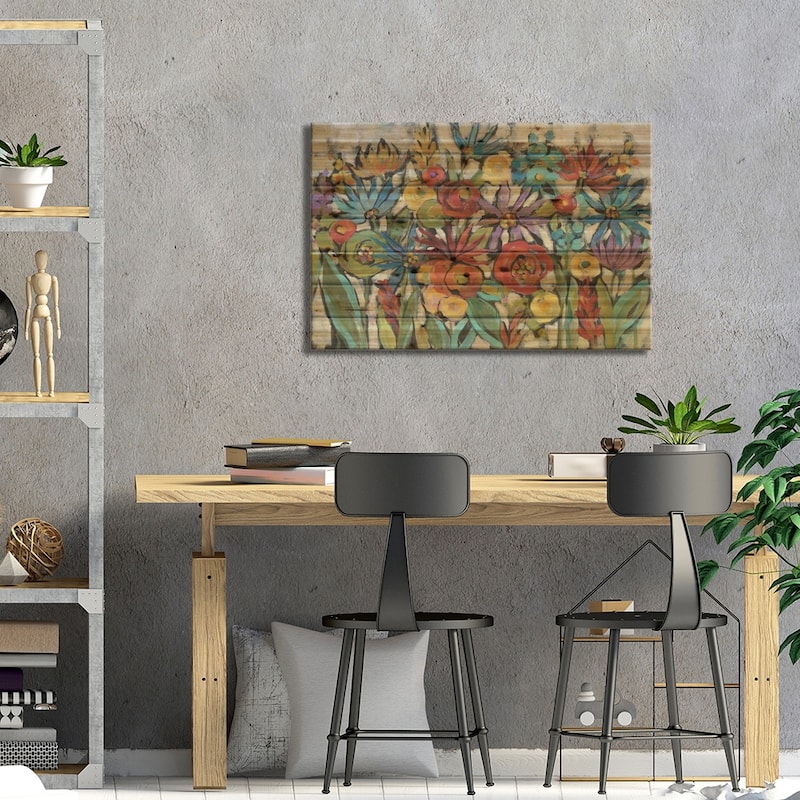 Confetti Floral I Print On Wood by Silvia Vassileva - Multi-Color