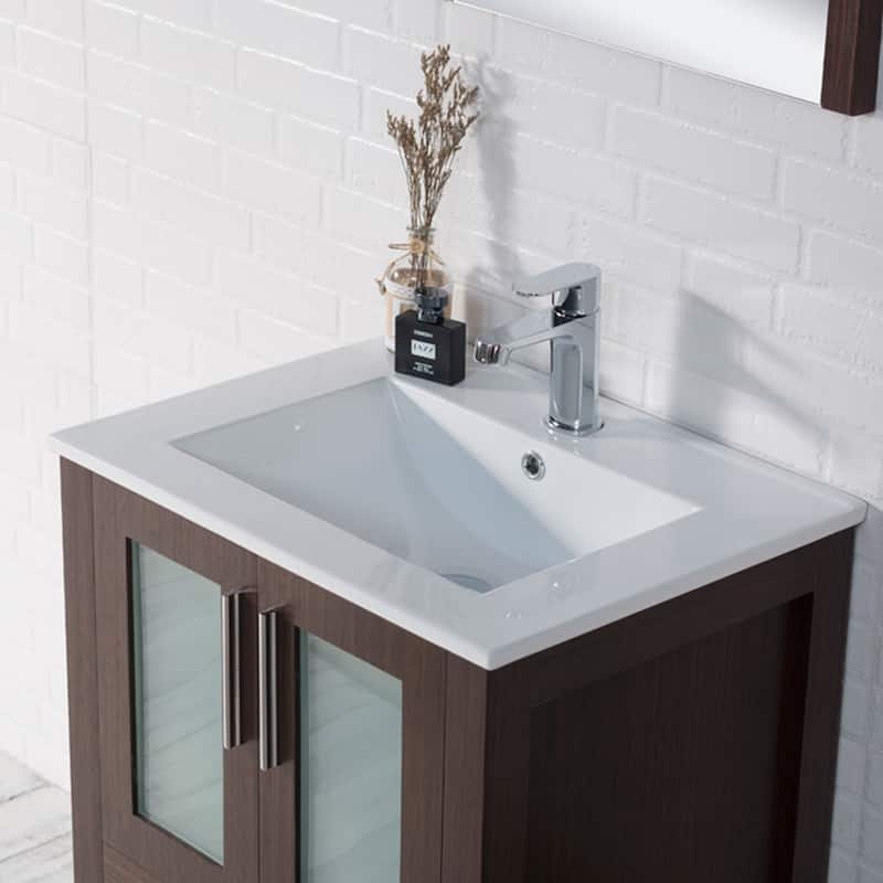 Blossom Solid Wood Double Bathroom Vanity w/ Ceramic Sink & Base