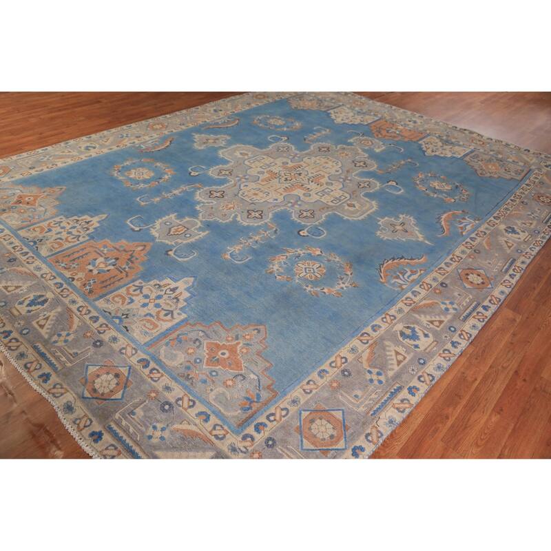 Traditional Blue Tabriz Persian Area Rug Hand-Knotted Wool Carpet - 9'4"x 12'5"
