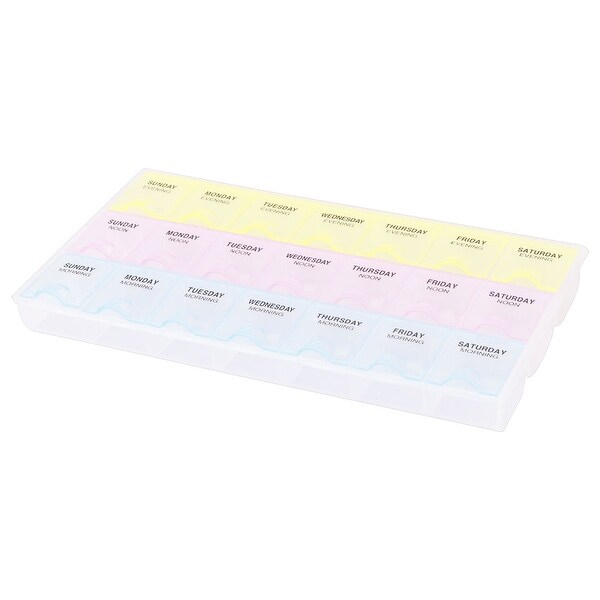 Home Plastic Rectangle 21 Compartments Medicine Pill Tablet Container Case Box
