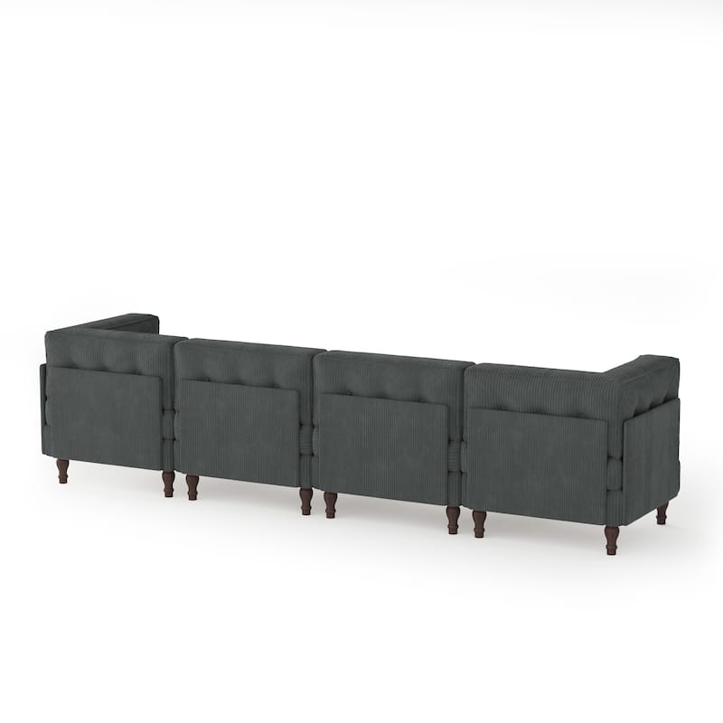 UIXE 4-Piece Corduroy Upholstered Modular Sectional Sofa for Living Room