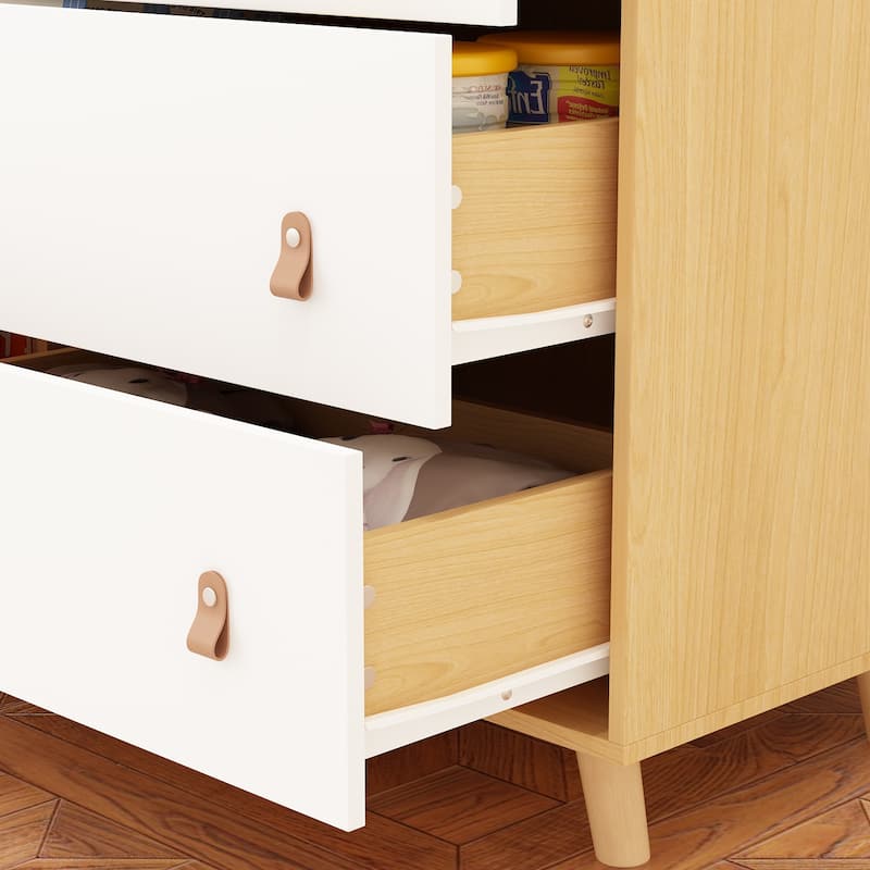 Baby Changing Table Dresser Nursery Dresser Chest White/Grey/Oak