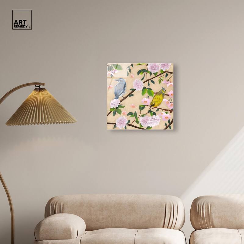 Birds Cuddle Acrylic by Art Remedy, Ready to Hang