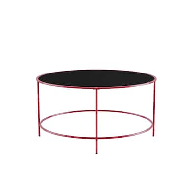 Llewellyn Contemporary 36-inch Glass Top Round Coffee Table by Furniture of America