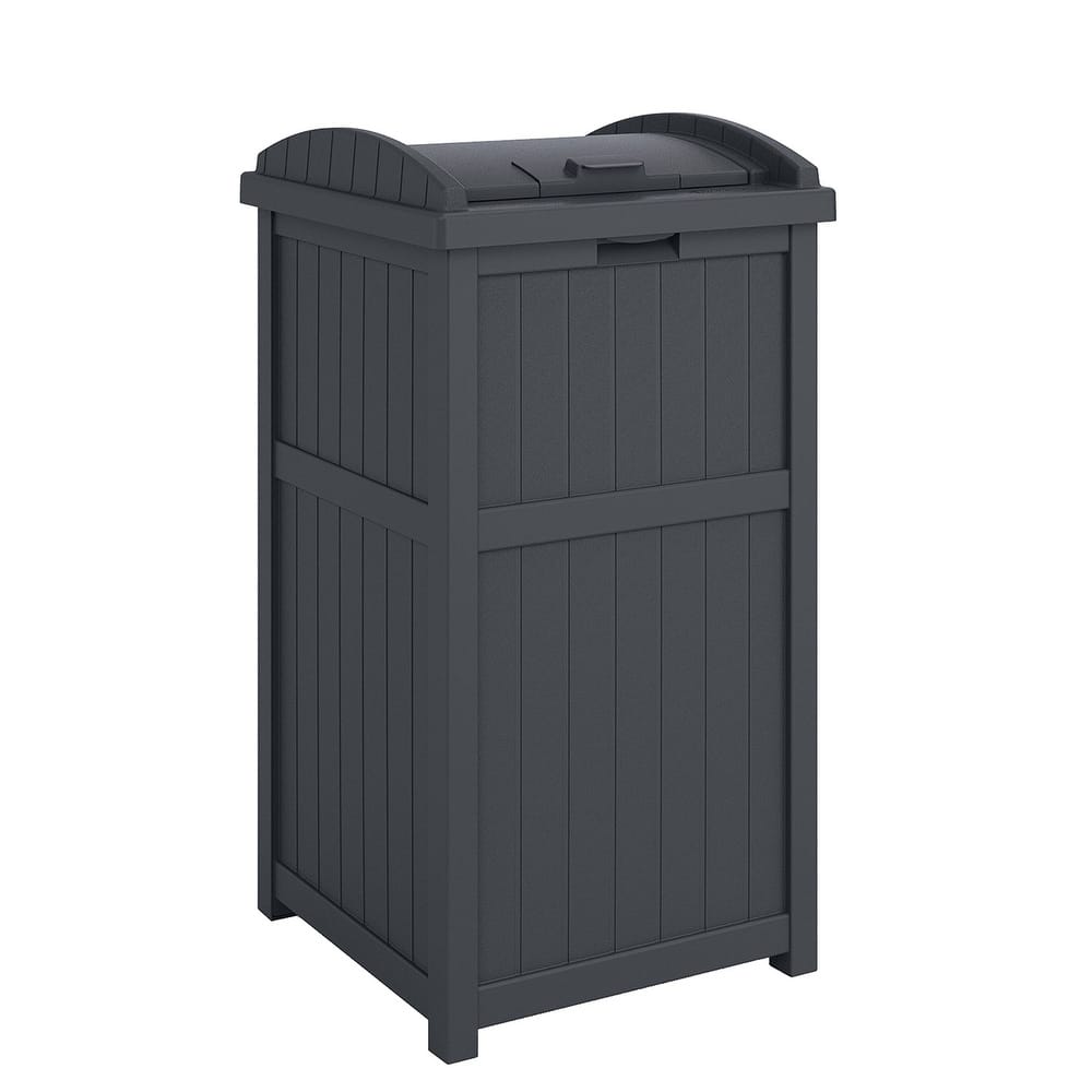 Suncast 30 Gallon Hideaway Trash Waste Bins for Outdoor, Cyberspace
