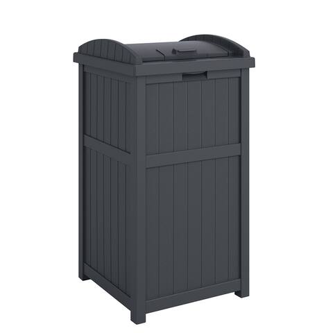 Suncast Trashcan Hideaway Outdoor 30 Gallon Garbage Trash Waste Bin, Cyberspace