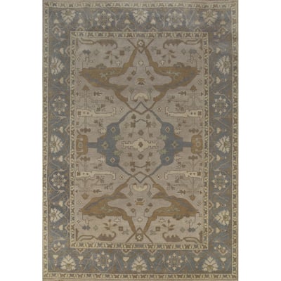 Oushak Indian Rug Hand-Knotted Wool Carpet - 8'1" x 9'10"