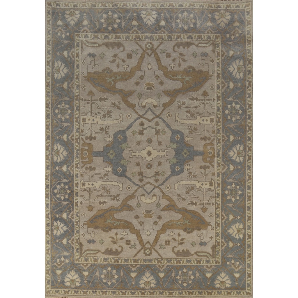 Oushak Indian Rug Hand-Knotted Wool Carpet - 8'1" x 9'10"