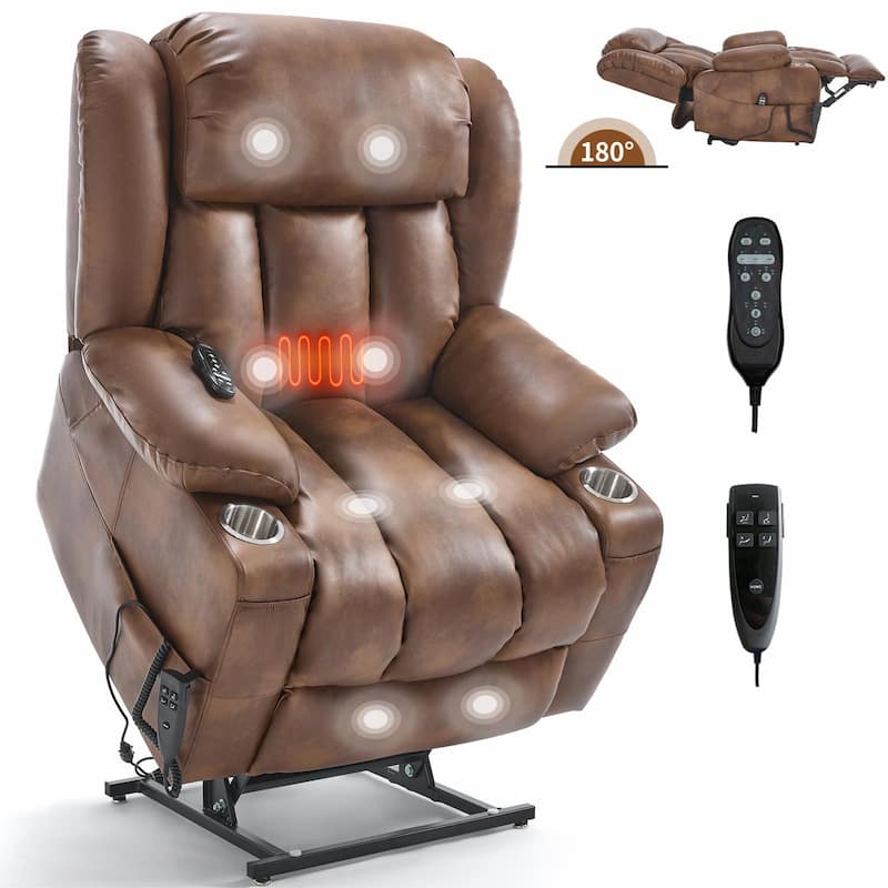 Dual Motor Infinite Position Up to 350 LBS Leatherair Power Lift Recliner Chair