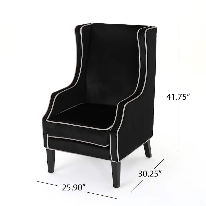 Black Modern 25.9" High Back Velvet Upholstered Club Chair with Wide Backrest