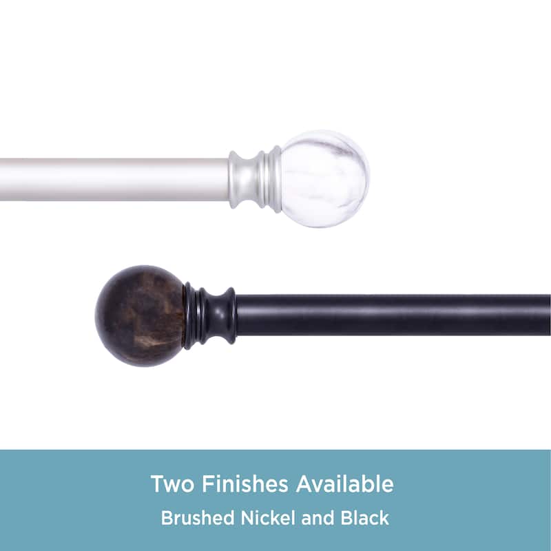 Kenney® Marble Ball 1" Value Decorative Window Curtain Rod, 30-84", Black