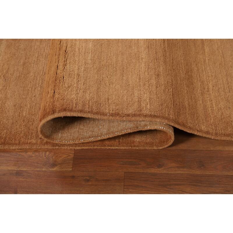 Gabbeh Area Rug Hand-Knotted Oriental Yellow Wool Carpet - 6'8" x 9'7"