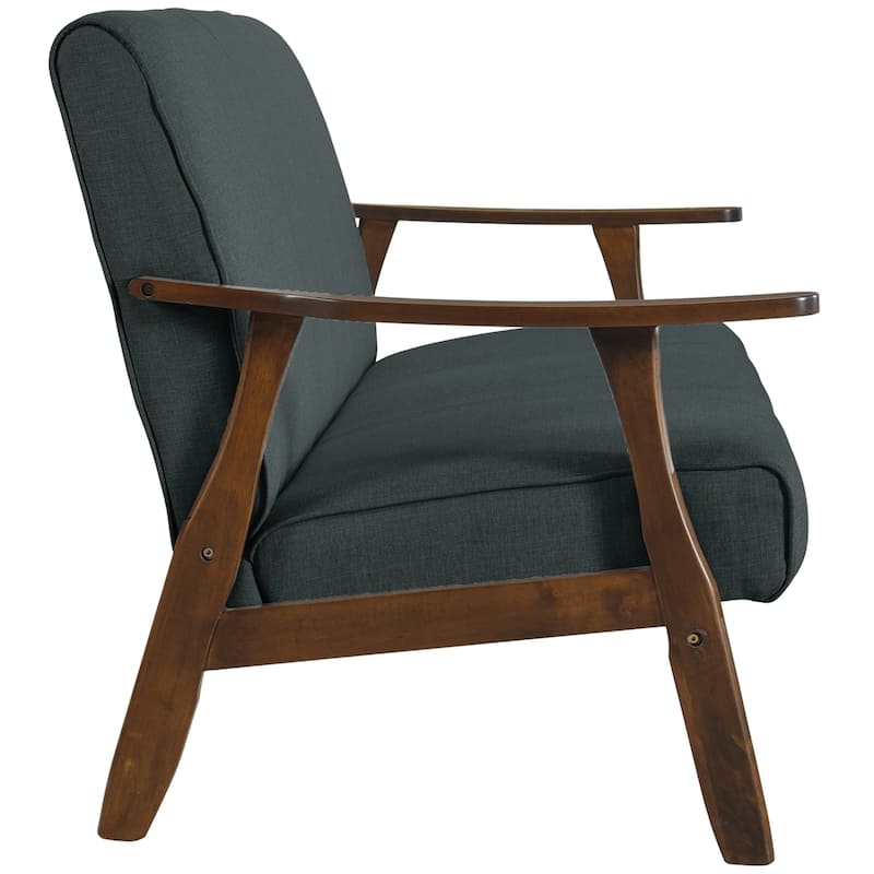 CraftPorch Wenge Wood Mid-Century Modern Linen Sofa