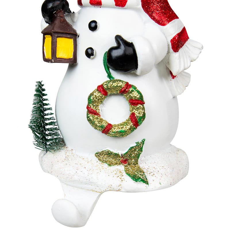 Glittered Snowman Christmas Stocking Holders - 5.75" - Set of 2