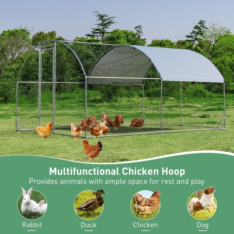 Metal Chicken Coop Outdoor Galvanized Dome Cage with Cover