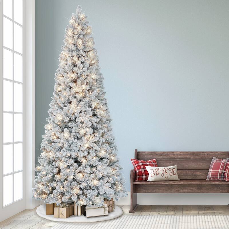 9 ft. Pre-lit Flocked Virginia Pine Tree