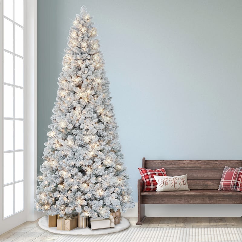 9 ft. Pre-lit Flocked Virginia Pine Tree