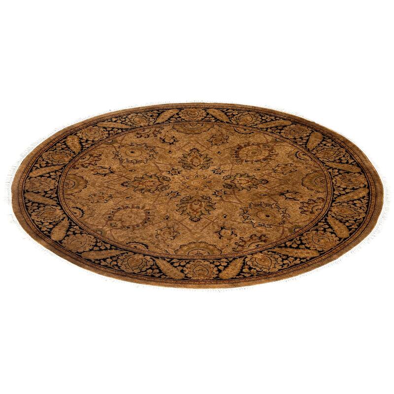 Overdyed One-of-a-Kind Hand-Knotted Round Area Rug - Gold - 4' 1" x 4' 1"