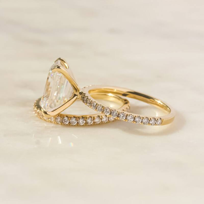 Kobelli 4.25 Carat Forever One Moissanite & Lab Grown Diamond 14k Solid Gold Emerald Butterfly Basket Bridal Set