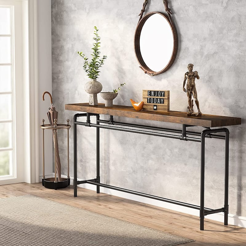 Console Table, 70.9" Narrow Long Entryway Table for Living Room - 11.81"D x 70.85"W x 35.43"H