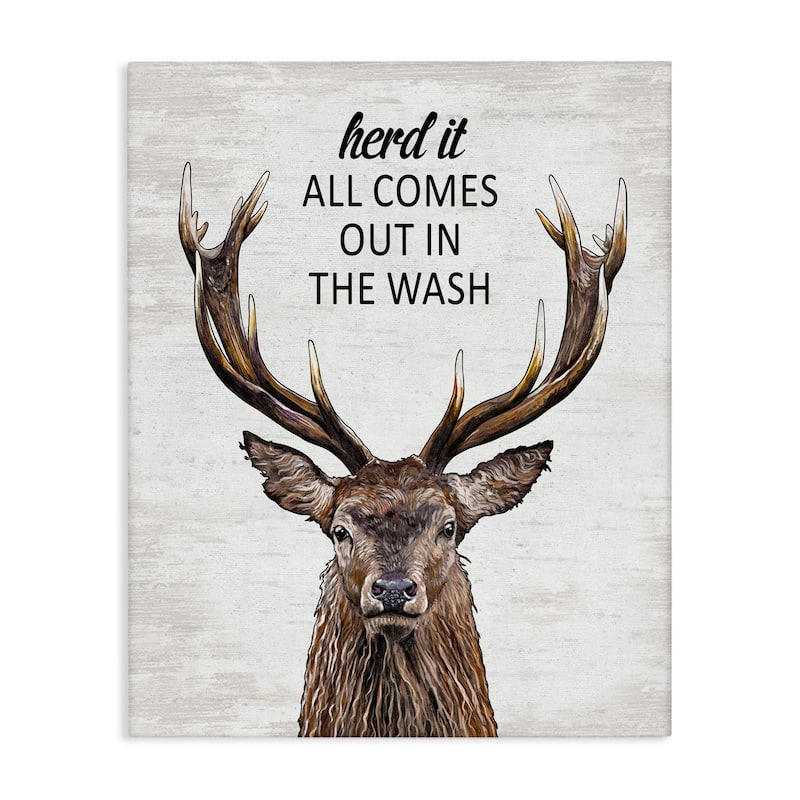 Stupell Laundry Deer Pun Canvas Wall Art Design By Lettered and Lined - 36 x 48