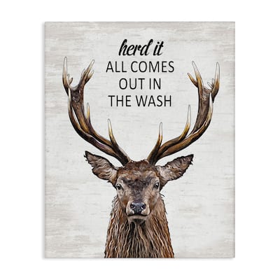 Stupell Laundry Deer Pun Canvas Wall Art Design By Lettered and Lined