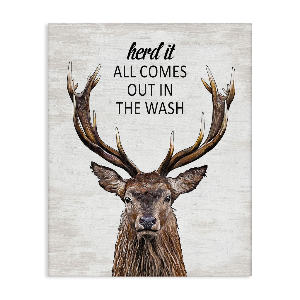Stupell Laundry Deer Pun Canvas Wall Art Design By Lettered and Lined