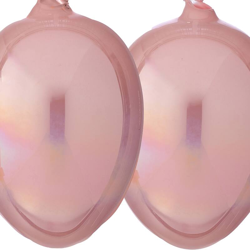 4" Iridescent Glass Egg Ornament Box of 4