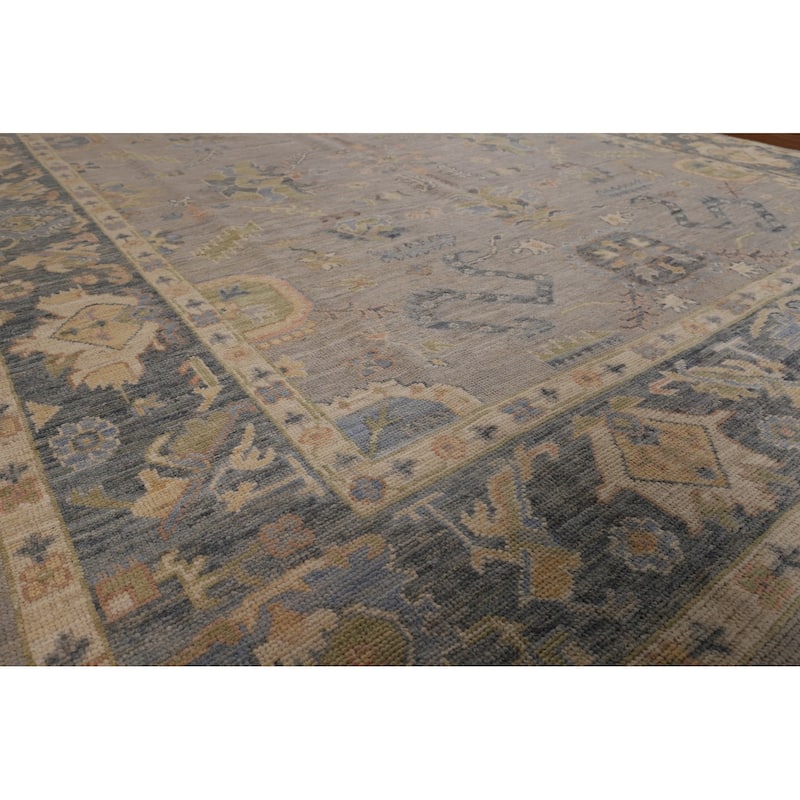 Oushak Turkish Area Rug Handmade Vegetable Dye Grey Wool Carpet - 8'0"x 10'1"