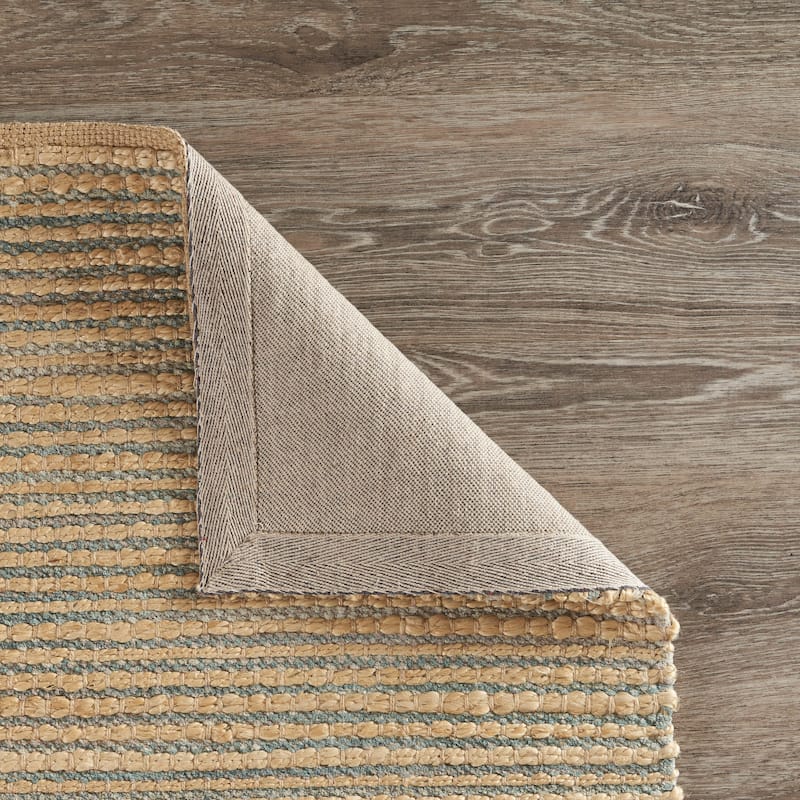 Nevaeh Brown/Blue Striped Hand-Woven Jute Indoor Area Rug by Sevita