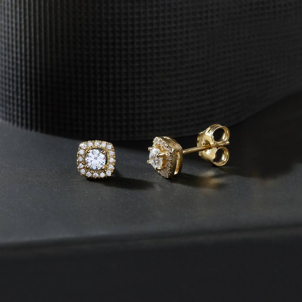 10k Gold 1/3ct TDW Diamond Halo Stud Earrings for Women