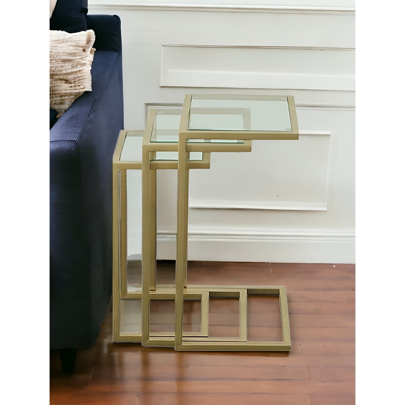 HomeRoots 24" Gold Glass Rectangular End Table