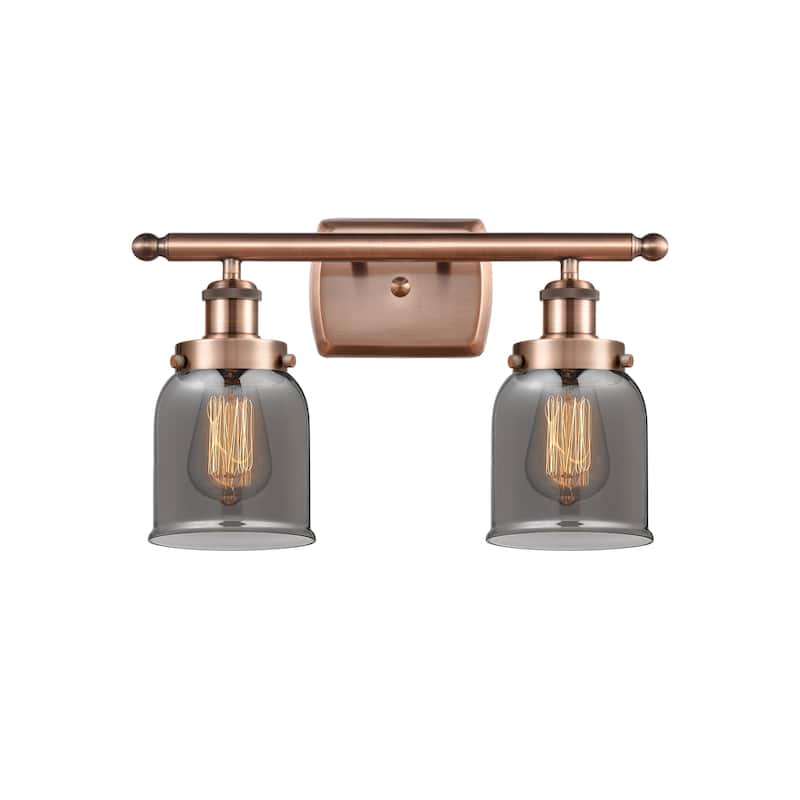 Innovations Lighting 916-2W-12-16 Bell Vanity Bell 2 Light 16" Wide - Antique Copper / Plated Smoke