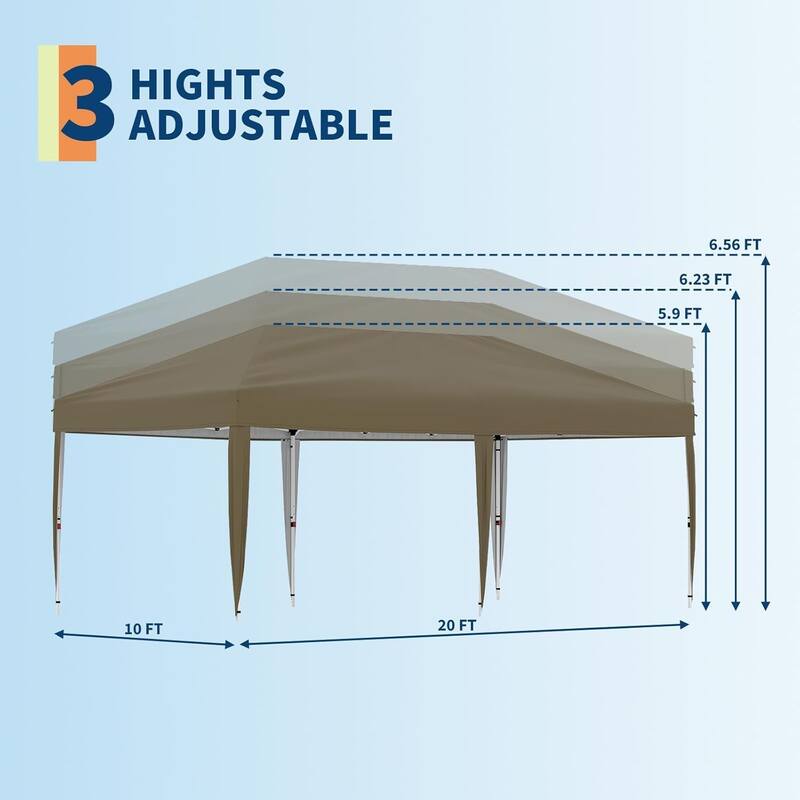 Folding Pop Up Canopy Tent, Height Adjustable