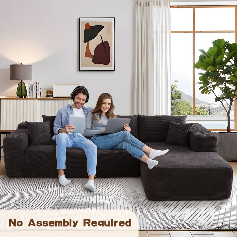 OVIOS Pit Stripes No Assembly Required Chaise Sofa