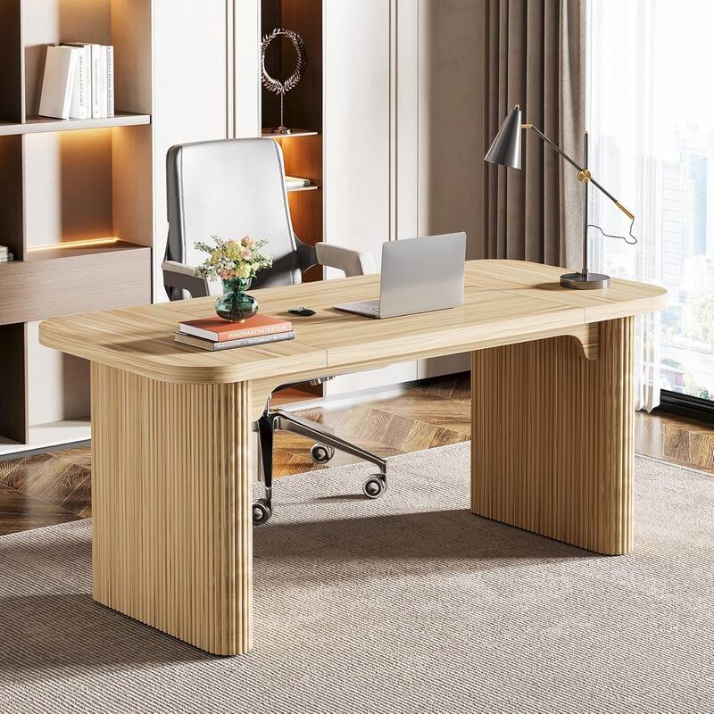 62-Inch Wood Rectangular Executive Desk Large Modern Conference Table for Home Office Boardroom