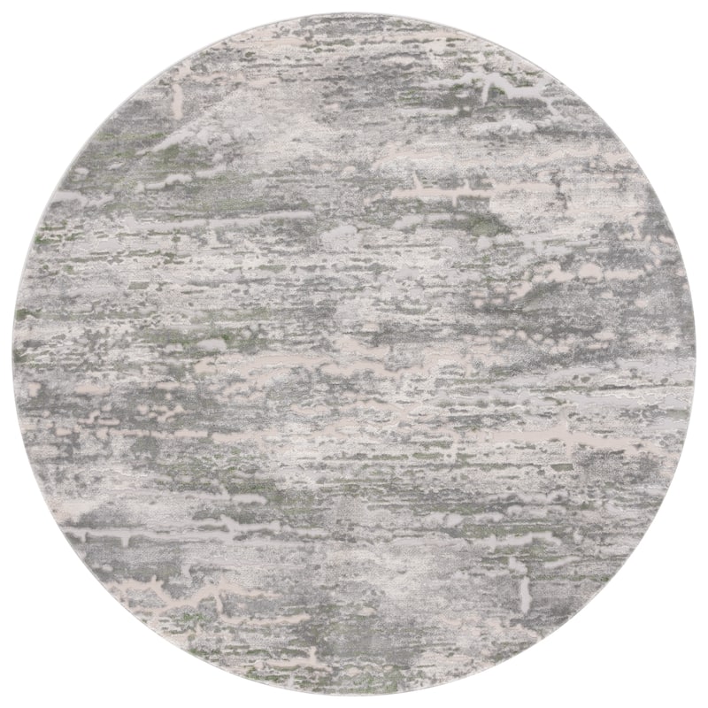 SAFAVIEH Prestige Ninnie Contemporary Rug - 6'7" Round - Ivory/Light Green