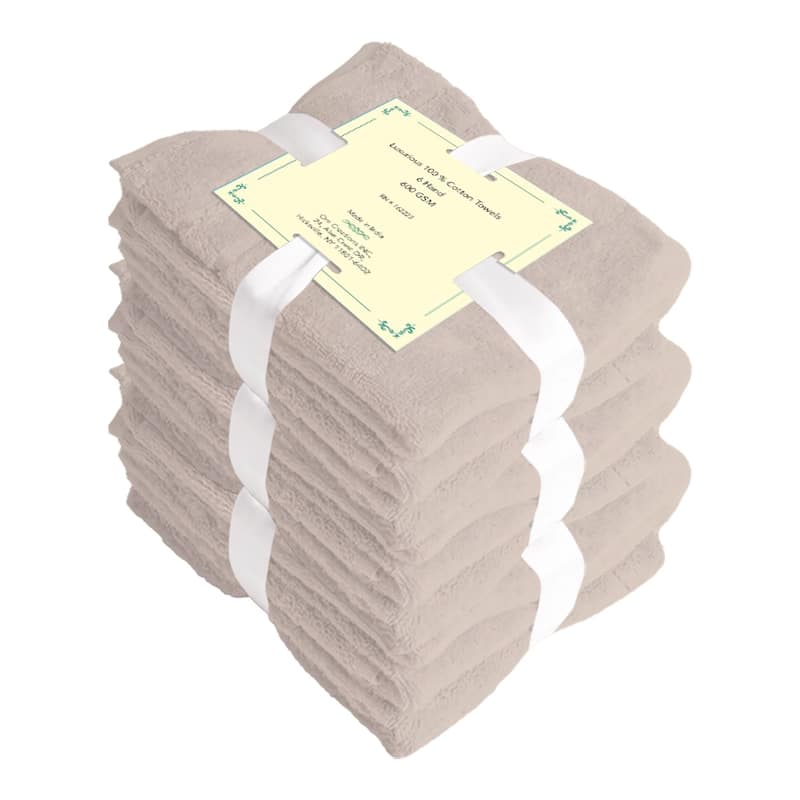 Superior Absorbent Zero Twist Cotton | 6 Pack Hand Towels Set (16 x 32 inches) 600 GSM for Bathroom, Gym, Shower, Hotel, Spa