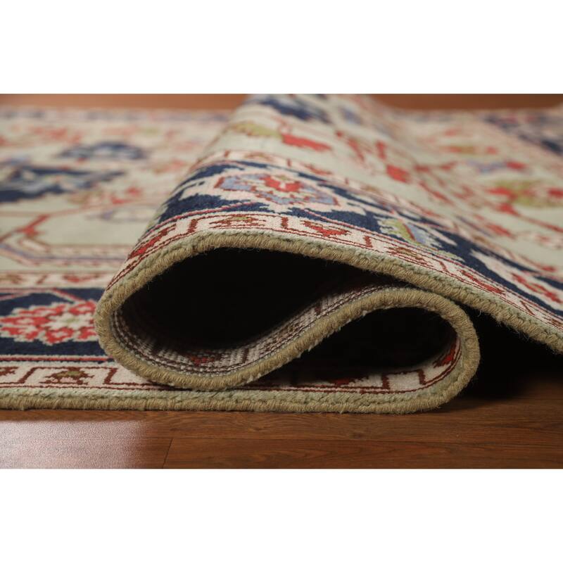 Hand Knotted Oriental 100% Wool Carpet Traditional Geometric Green Heriz (serapi) Area Rug - 9' 9'' X 7' 11''