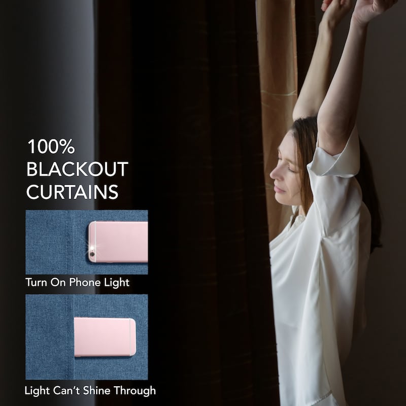 Deconovo Total Blackout Faux Linen Curtains 2 Panels