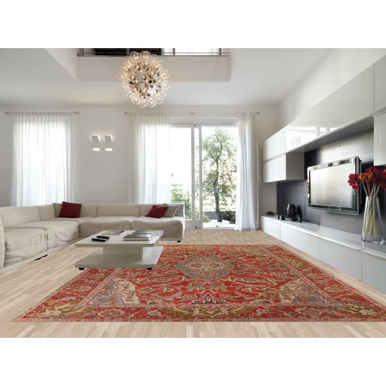 Hand Knotted Oriental 100% Wool Carpet Traditional Floral Red Sultanabad Area Rug - 16' 10'' X 12' 5''