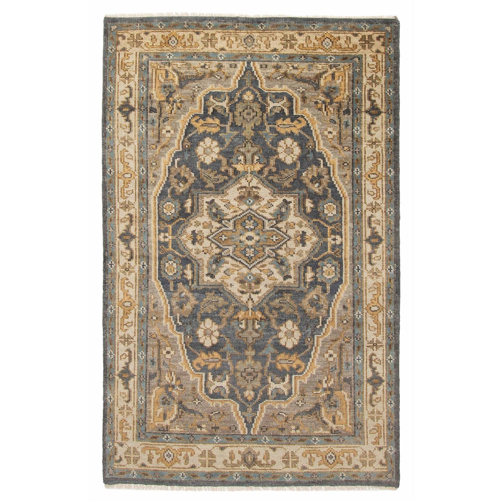 ECARPETGALLERY Hand-knotted Jules Serapi Navy Wool Rug - 5'1 x 8'0