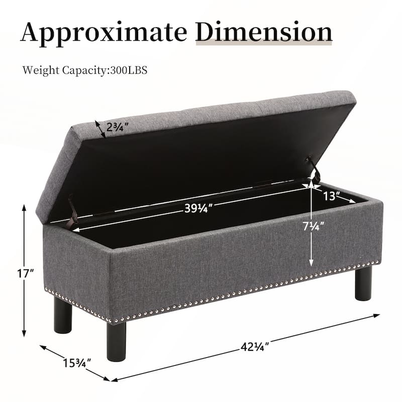 Storage Ottoman Bench with Wood Legs