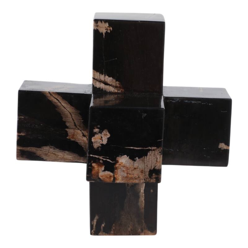 Wood Decorative Object with Geometric Design for Home Decor - 8" Brown - 8" x 8" x 8"