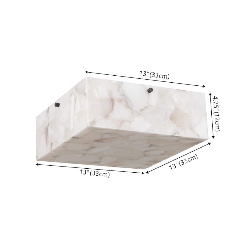 13" 2-Light Alabaster/Iron Square LED Flush Mount, By JONATHAN Y