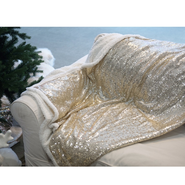 Silver and 2025 gold throw blanket