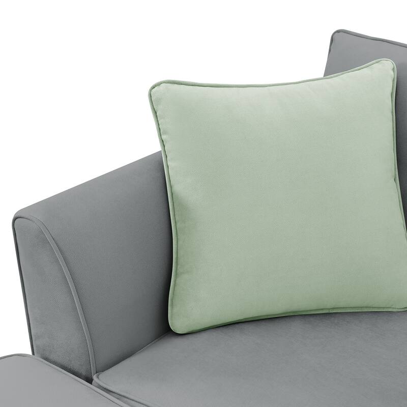112" Fabric Modular Sectional Sofa with Ottoman & 3 Pillows (7-Piece Set)
